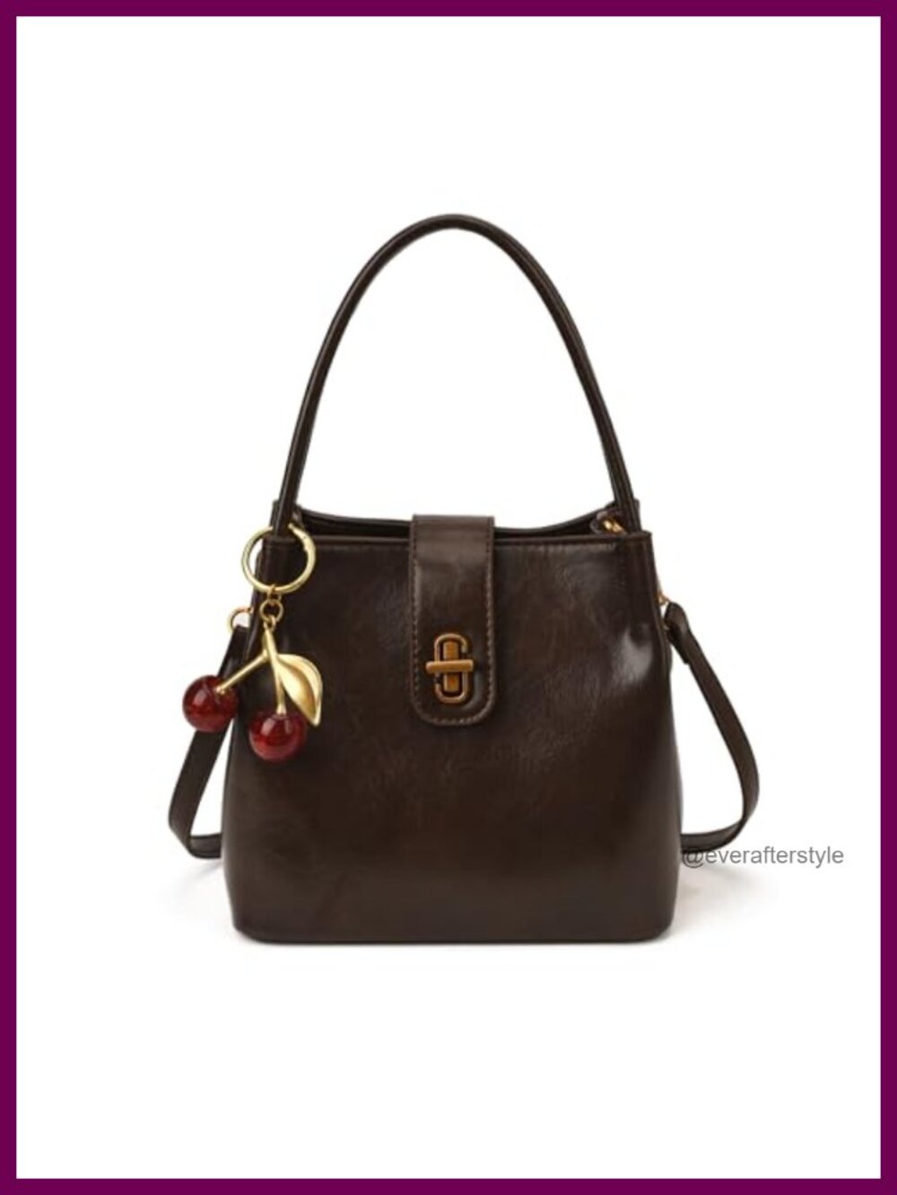 Vegan Leather Small Bucket Crossbody Purse with Adjustable Strap